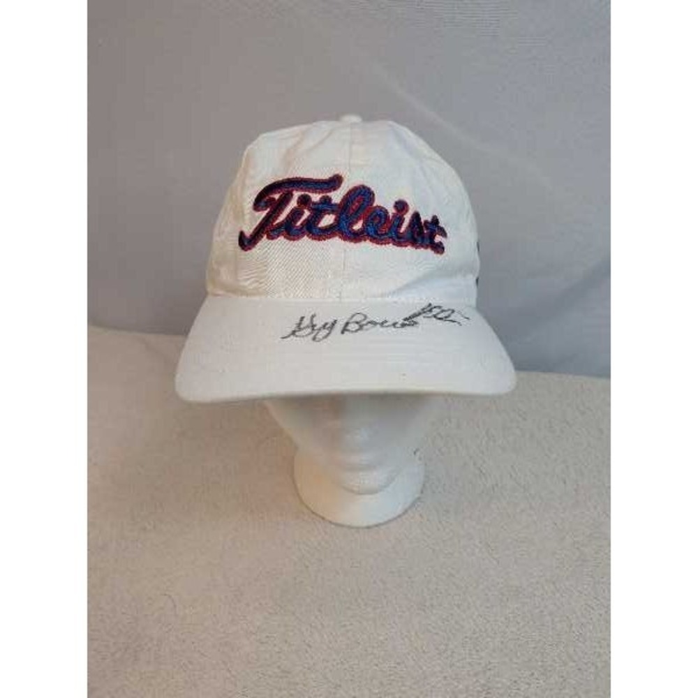 Titleist Golf Cap White FJ Logo Signed Autograph Adjustable Baseball Hat